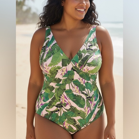 NEW Lands End Birds of Paradise Tropical One Piece Swimsuit - Picture 1 of 7